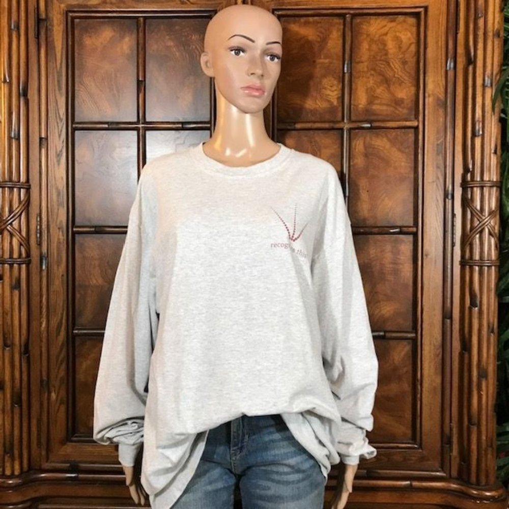 ‘RECOGNIZE EXCELLENCE' Heather Gray Long Sleeve Preshrunk Cotton Tee